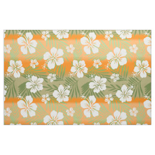 Kalani Tie Dye Blend Tropical Hibiscus - Orange Fabric