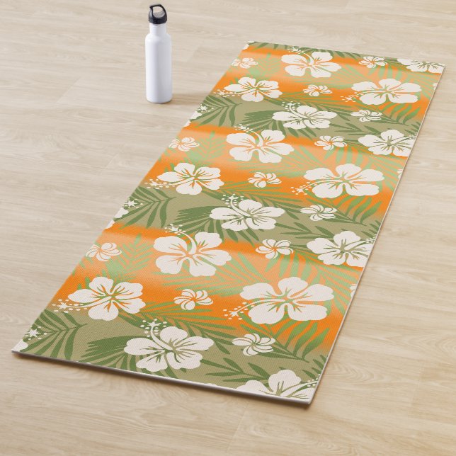 Kalani Tie Dye Blend Tropical Hibiscus - Orange Yoga Mat (In Situ)