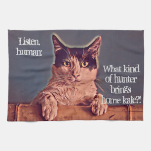 Kale Cat Kitchen Towel