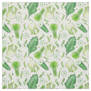 Kale Celery Peas Watercolor Vegetables Kitchen Fabric