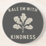 Kale Em With Kindness Funny Pun Veggies Vegan   Coaster<br><div class="desc">kale,  leafy greens,  healthy plant,  garden vegetable,  organic kale,  superfood,  green leafy vegetable,  nutritious plant,  home gardening,  fresh kale</div>