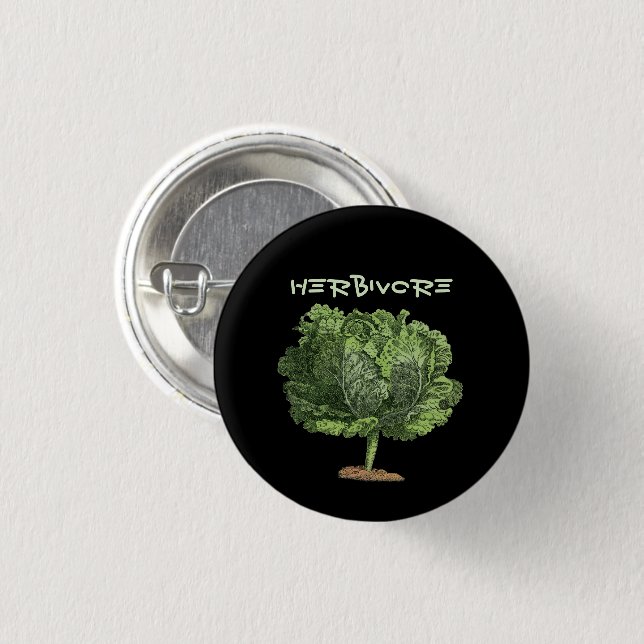 Kale Herbivore Vegan Vegetarian 1 Inch Round Button (Front & Back)