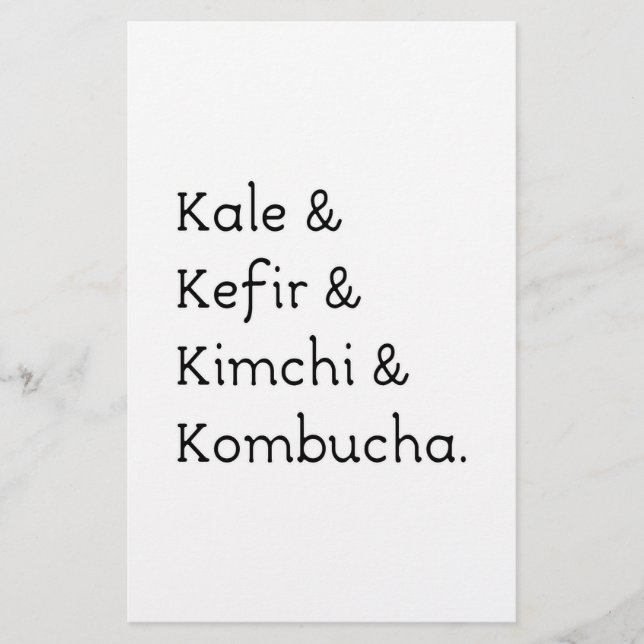 Kale Kefir Kimchi Kombucha Stationery (Front)