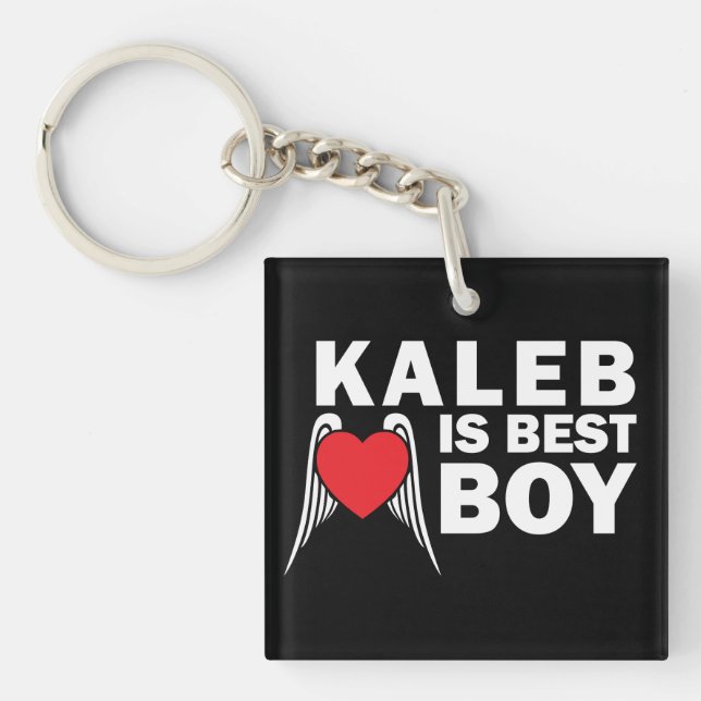 Kaleb Is Best Boy Square Key Chain (Dark) (Front)