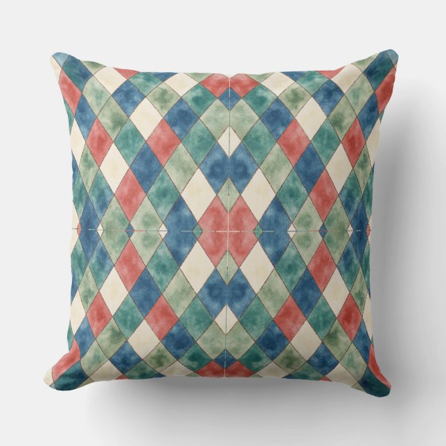 Kaleido Plaid Throw Pillow (Front)