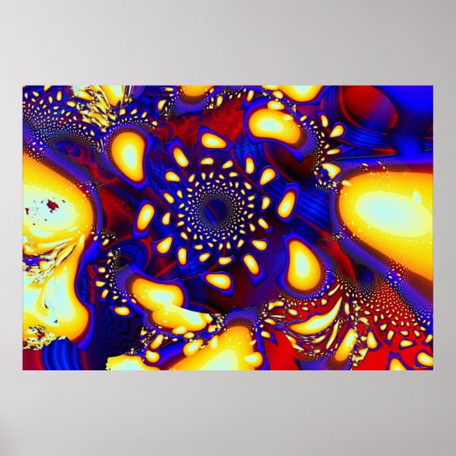 KaleidoBerries Psychedelic Fused Glass Fractal Poster (Front)