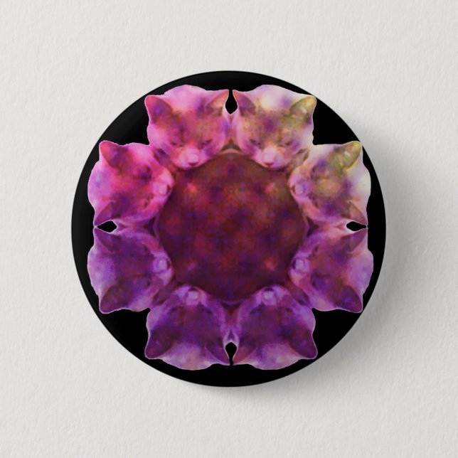 KALEIDOCAT: Luccaface (BLK) Badge 2 Inch Round Button (Front)