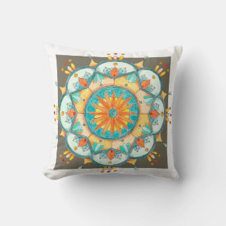 Kaleidoscope 1 Colourful Mandala Throw Pillow