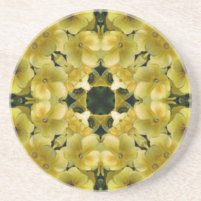Kaleidoscope à Primrose jaune Dessous de verre flo (Devant)