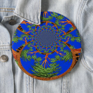 Kaleidoscope Acacia Tree Art Print/Graphic 6 Inch Round Button