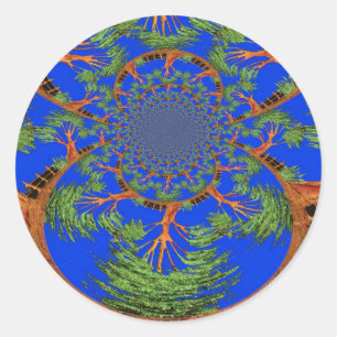 Kaleidoscope Acacia Tree Art Print/Graphic Classic Round Sticker
