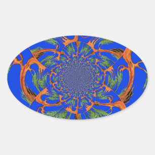 Kaleidoscope Acacia Tree Art Print/Graphic Oval Sticker