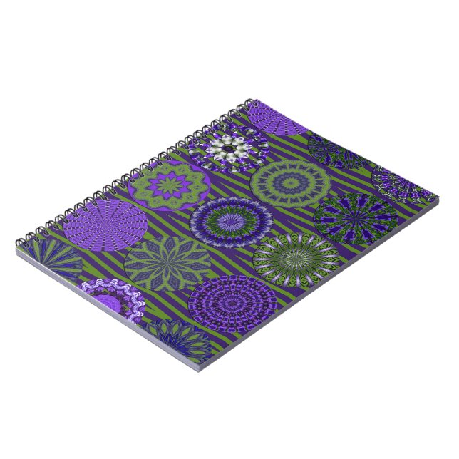Kaleidoscope Amusant, Carnet Spiral Vert Violet (Côté gauche)
