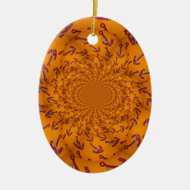 Kaleidoscope Anchor Art Print Ceramic Ornament (Front)