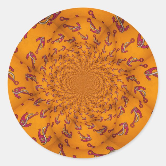 Kaleidoscope Anchor Art Print Classic Round Sticker (Front)