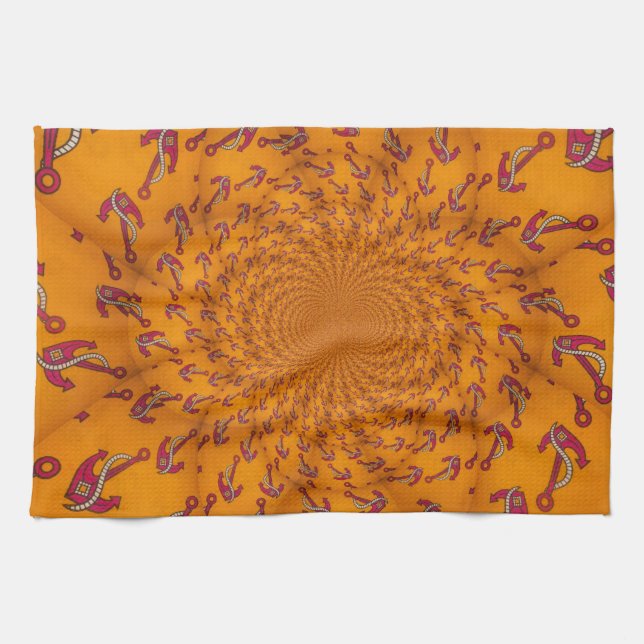 Kaleidoscope Anchor Art Print Kitchen Towel (Horizontal)