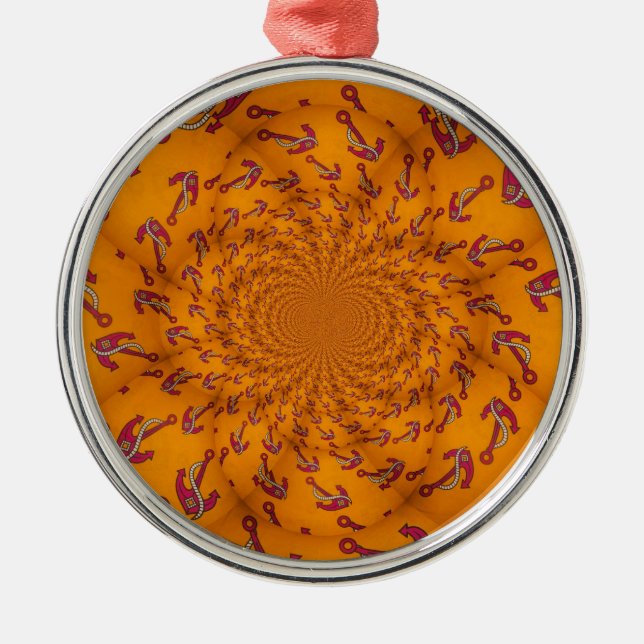 Kaleidoscope Anchor Art Print Metal Ornament (Front)
