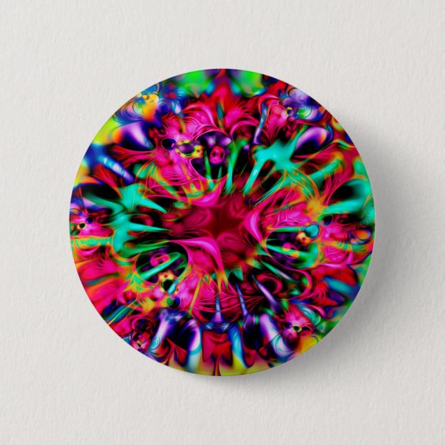 Kaleidoscope Apophysis Fractal Art - I 2 Inch Round Button (Front)