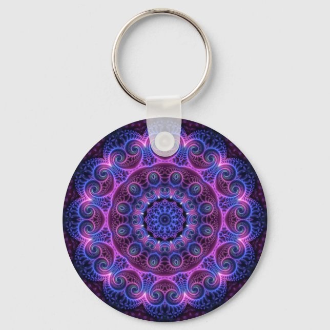 Kaleidoscope Apophysis Mandala Hearts Keychain (Front)