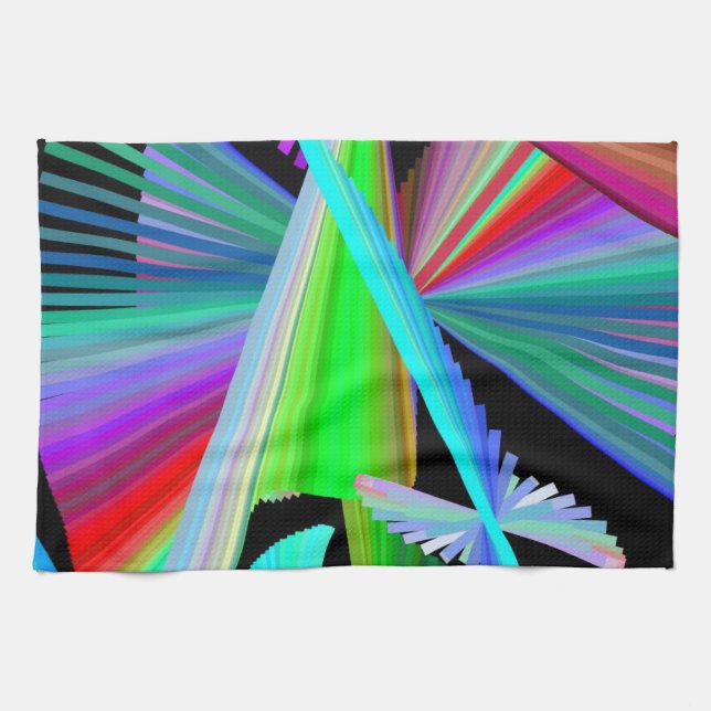 Kaleidoscope Art Red Green Purple Blue Black Kitchen Towel (Horizontal)
