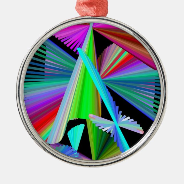 Kaleidoscope Art Red Green Purple Blue Black Metal Ornament (Front)