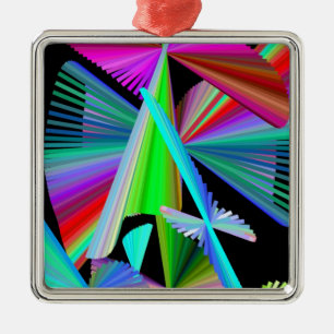Kaleidoscope Art Red Green Purple Blue Black Metal Ornament