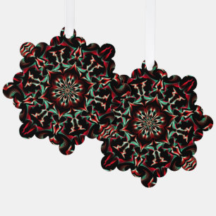 Kaleidoscope Beautiful Pattern Black Red Ornament Card