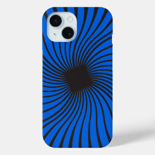Kaleidoscope Black and Bright Blue iPhone 15 Case