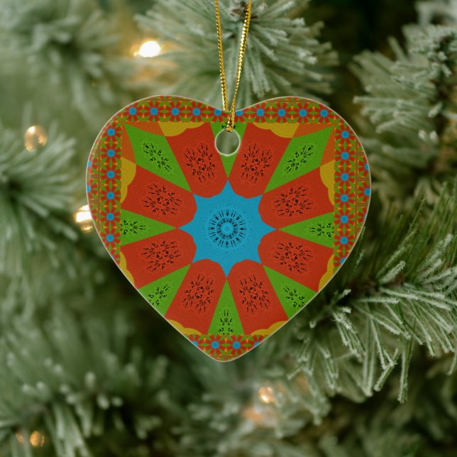Kaleidoscope Bloom A Vibrant African Print Colour  Ceramic Ornament (Tree)