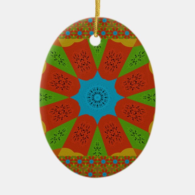 Kaleidoscope Bloom A Vibrant African Print Colour  Ceramic Ornament (Front)