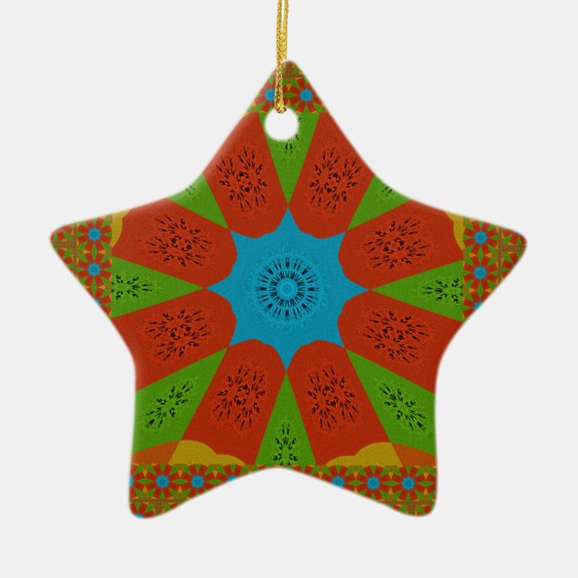 Kaleidoscope Bloom A Vibrant African Print Colour  Ceramic Ornament (Front)