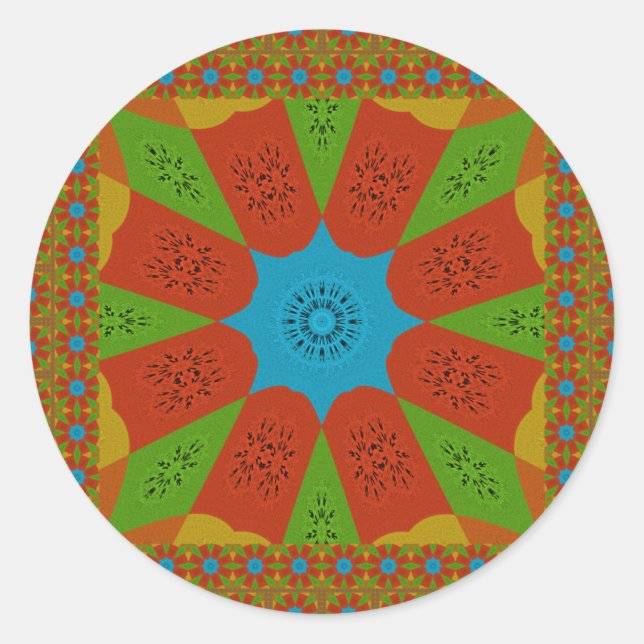 Kaleidoscope Bloom A Vibrant African Print Colour  Classic Round Sticker (Front)