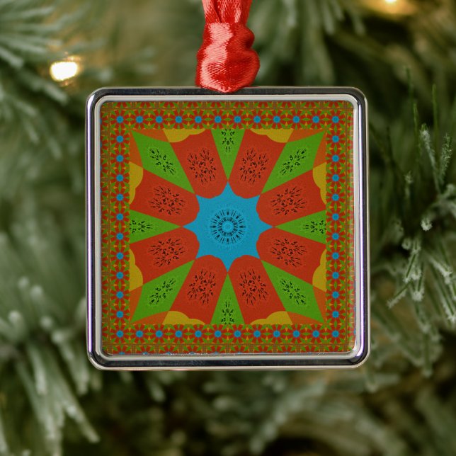 Kaleidoscope Bloom A Vibrant African Print Colour  Metal Ornament (Tree)