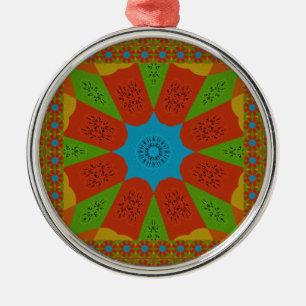Kaleidoscope Bloom A Vibrant African Print Colour Metal Ornament