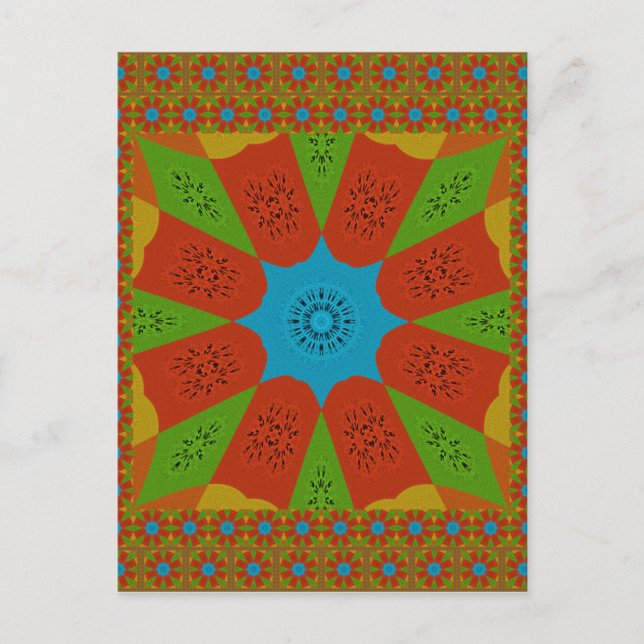 Kaleidoscope Bloom A Vibrant African Print Colour  Postcard (Front)