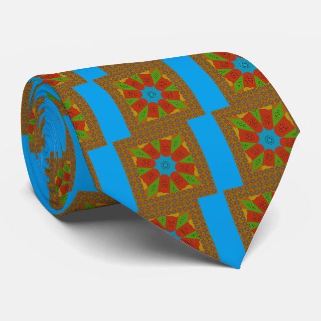 Kaleidoscope Bloom A Vibrant African Print Colour  Tie (Rolled)