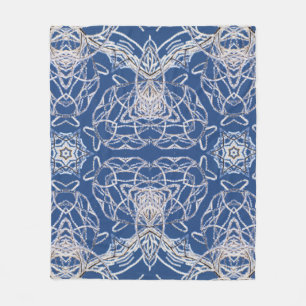 Kaleidoscope Bright Blue, White, Single Star Fleece Blanket