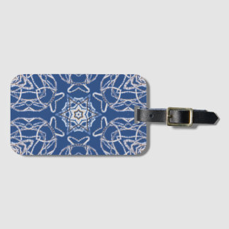 Kaleidoscope Bright Blue, White, Single Star Luggage Tag