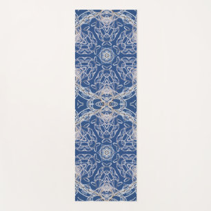 Kaleidoscope Bright Blue, White, Single Star  Yoga Mat