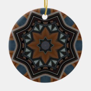 Kaleidoscope brown star ceramic ornament