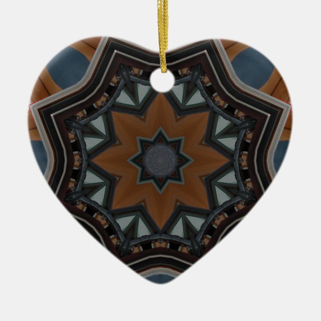 Kaleidoscope brown star ceramic ornament (Front)