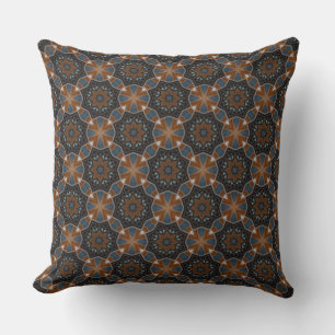 Kaleidoscope Brown Star pattern small diag Throw Pillow