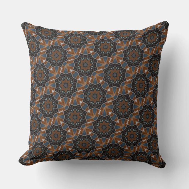 Kaleidoscope Brown Star pattern small HD diag Throw Pillow (Front)