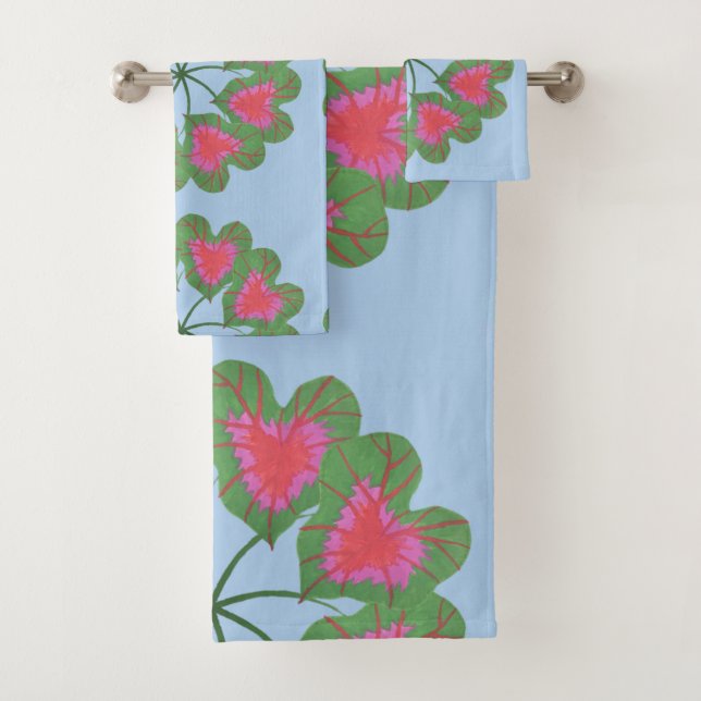 Kaleidoscope Caladium Leaf Bath Towel Set (Insitu)