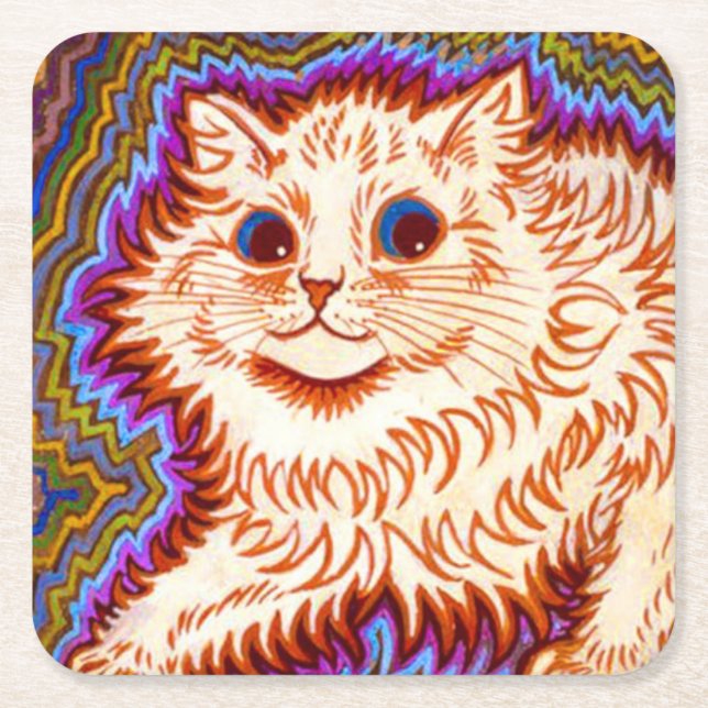 Kaleidoscope Cat Square Paper Coaster (Front)