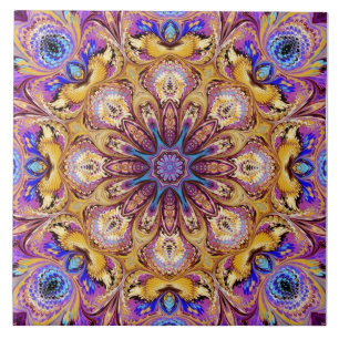 Kaleidoscope Ceramic Tile Purple Gold