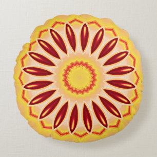 Kaleidoscope Colour Wheel Flower Round Pillow