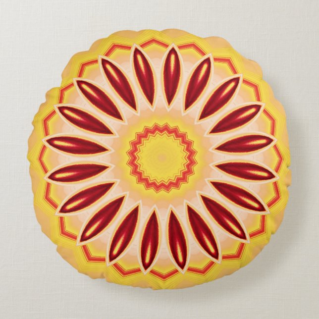 Kaleidoscope Colour Wheel Flower Round Pillow (Front)