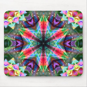 Kaleidoscope coloured star sunk in virtual brushed mouse pad