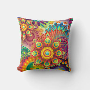Kaleidoscope colourful Rainbow Throw pillow